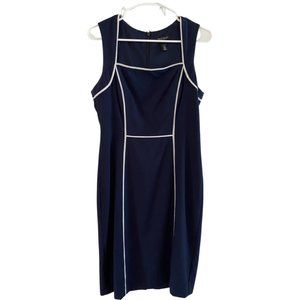 WHBM navy sleeveless dress white trim size 6